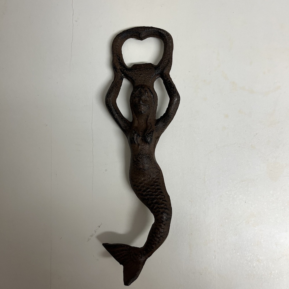 Vintage Mermaid Bottle Opener Cast Iron‎ Painted Sea Blue Beer Soda Beach